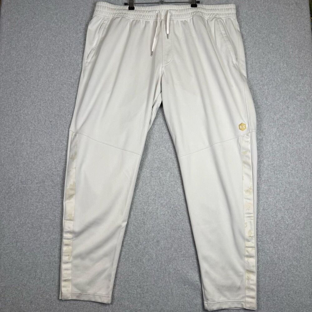 Under Armour rush upstream warm up Men's Size 3XL XXXL cream camo Print Sweatpan